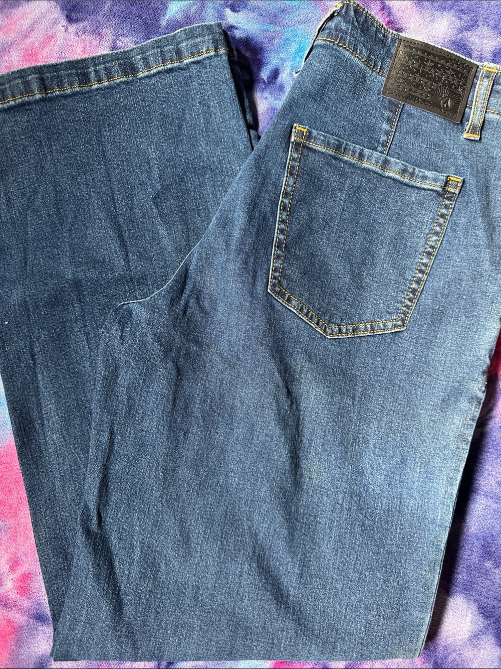 Volcom Women 1991 Stoned Low Rise Flare Wide Leg Jeans Blue Denim 28